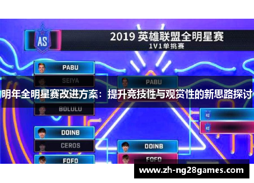 明年全明星赛改进方案：提升竞技性与观赏性的新思路探讨