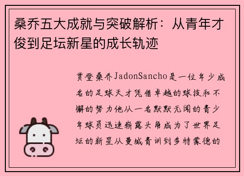 桑乔五大成就与突破解析:从青年才俊到足坛新星的成长轨迹 桑乔五大成就与突破解析:从青年才俊到足坛新星的成长轨迹